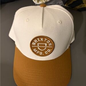 Brixton Two-Tone Patch Cap in White and Caramel